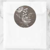 Dunkelbraunes Blumenmuster Runder Aufkleber (Tasche)