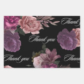 Dunkelbraunes, blumenschwarzes Brautparty Geschenkpapier Set (Vorderseite)