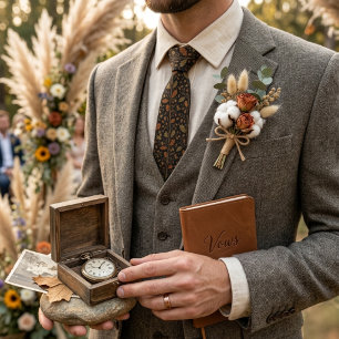 Dunkelbraunes Eichenlaub-Damask Krawatte