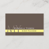 Dunkelbraunes hellgelb mit Monogramm Beruflich Visitenkarte (Vorderseite)