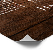 Dunkelbraunes Holz, Hochzeitssitzkarte Poster (Ecke)
