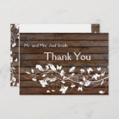Dunkelbraunes Holz Look Weiße Flora Dankeschön Kar Dankeskarte (Vorne/Hinten)