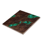 Dunkelbraunes Holz und Malachite Abstrakte digital Fliese (Seite)