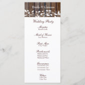 Dunkelbraunes Holz, Weiße Blütenhochzeit Programm (Vorderseite)