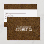 Dunkelbraunes Leder Hochzeit RSVP mit Umschlägen Karte (Vorne/Hinten)