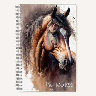 Dunkelbraunes Pferd Aquarell Notizblock