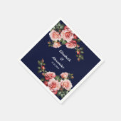 Dunkelbraunes Rosa und marineblaue rote Rosen Serviette (Ecke)