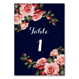 Dunkelbraunes Rosa und marineblaue rote Rosen Tischnummer