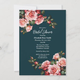 Dunkelbraunes Rosa und rote Rosen aquamarines Brau Einladung