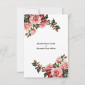 Dunkelbraunes Rosa und rote Rosen Hochzeit Dankeskarte (Rückseite)