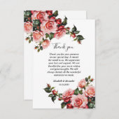 Dunkelbraunes Rosa und rote Rosen Hochzeit Dankeskarte (Vorne/Hinten)