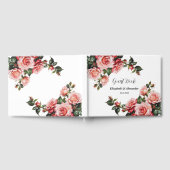 Dunkelbraunes Rosa und rote Rosen Hochzeit Gästebuch (Voll)