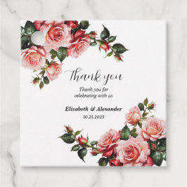 Dunkelbraunes Rosa und rote Rosen Hochzeit Geschenkanhänger