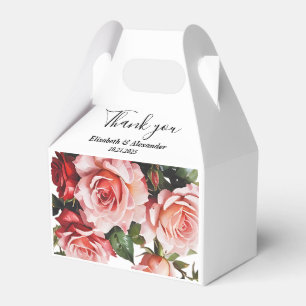 Dunkelbraunes Rosa und rote Rosen Hochzeit Geschenkschachtel