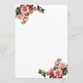 Dunkelbraunes Rosa und rote Rosen Hochzeit Menükarte (Rückseite)