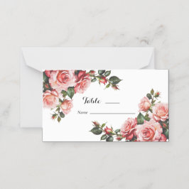 Dunkelbraunes Rosa und rote Rosen Hochzeit Platzkarte