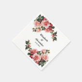 Dunkelbraunes Rosa und rote Rosen Hochzeit Serviette (Ecke)