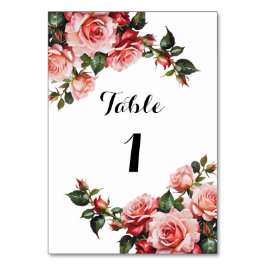 Dunkelbraunes Rosa und rote Rosen Hochzeit Tischnummer