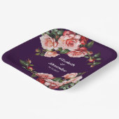Dunkelbraunes Rosa und rote Rosen lila Hochzeit Pappteller (Gewinkelt)