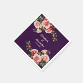 Dunkelbraunes Rosa und rote Rosen lila Hochzeit Serviette (Ecke)