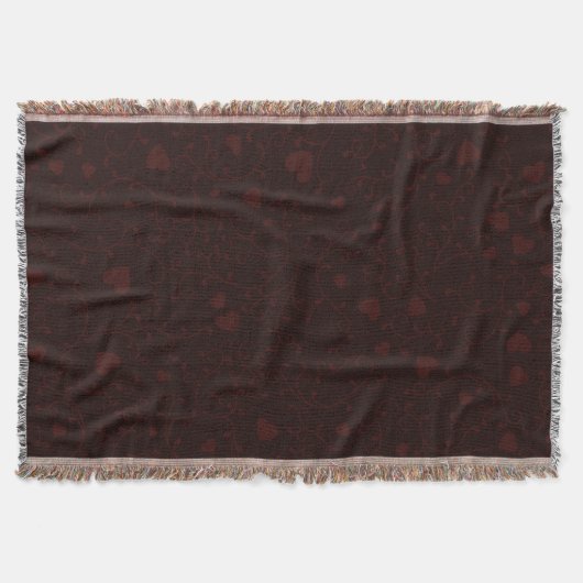 Dunkelburgunderrotes romantisches Herz Muster Decke (Vorderseite)