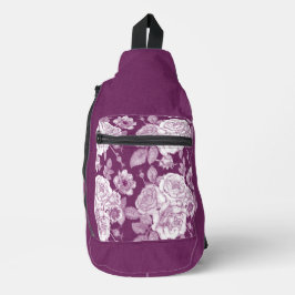 DUNKELBURGUNDY UND WEISSE BLUME CROSSBODY BAG