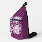 DUNKELBURGUNDY UND WEISSE BLUME CROSSBODY BAG (Rechte Ecke)