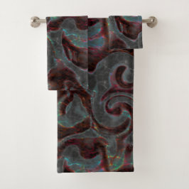 Dunkelfarbene, geschnitzte Spiralteile und glühend Badhandtuch Set