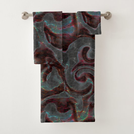 Dunkelfarbene, geschnitzte Spiralteile und glühend Badhandtuch Set (Insitu)