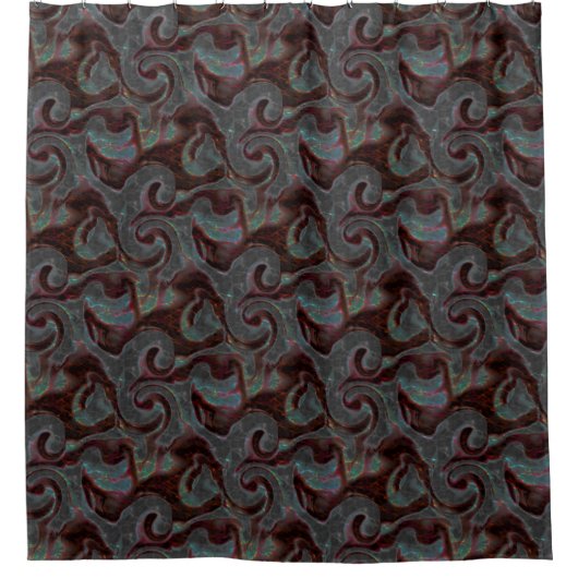 Dunkelfarbene, geschnitzte Spiralteile und glühend Duschvorhang (Vorderseite)