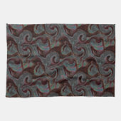 Dunkelfarbene, geschnitzte Spiralteile und glühend Geschirrtuch (Horizontal)