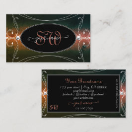 Dunkelfarbige Verzierte schwarze Diamanten-Initial Visitenkarte