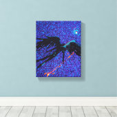 Dunkelflügelige Figur, die über den Weltraum flieg Leinwanddruck (Insitu (Holzboden))