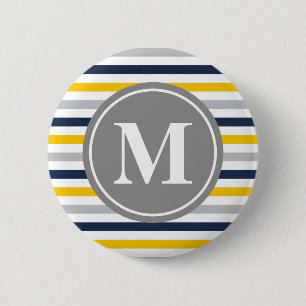 Dunkelgelb-Streifen-Monogramm Button