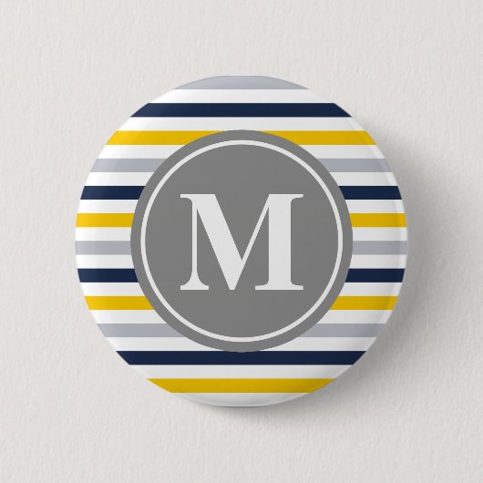 Dunkelgelb-Streifen-Monogramm Button (Vorderseite)