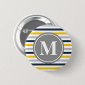 Dunkelgelb-Streifen-Monogramm Button (Vorne & Hinten)