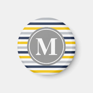 Dunkelgelb-Streifen-Monogramm Magnet