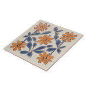 Dunkelgelb und Aquamarine Blume mit Blumen, medite Fliese (Seite)