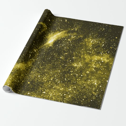 Dunkelgelbe abstrakte Galaxie Geschenkpapier (Ungerollt)