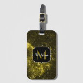 Dunkelgelbe abstrakte Galaxie Monogram Gepäckanhänger (Vorderseite Vertikal)