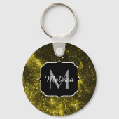 Dunkelgelbe abstrakte Galaxie Monogram Ping Po Schlüsselanhänger (Vorderseite)
