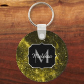 Dunkelgelbe abstrakte Galaxie Monogram Ping Po Schlüsselanhänger (Rückseite)