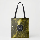 Dunkelgelbe abstrakte Galaxie Monogram Tasche (Vorderseite)