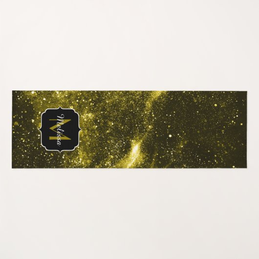 Dunkelgelbe abstrakte Galaxie Monogram Yogamatte (Vorderseite (Horizontal))