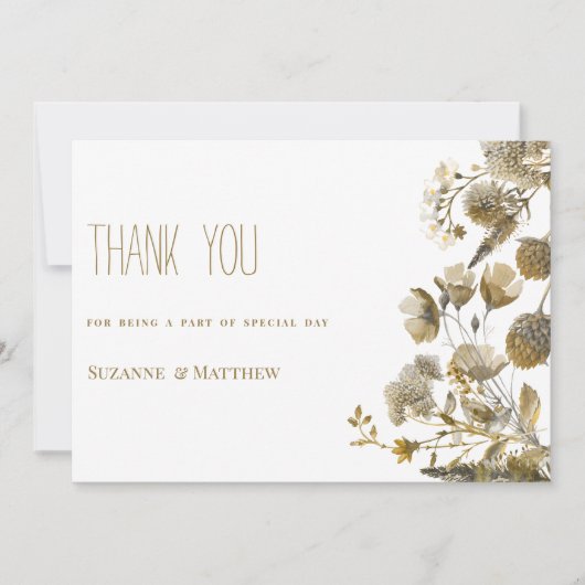 Dunkelgelbe Elfenbeinblüte, weiß braun, floral Dan Einladung (Vorderseite)