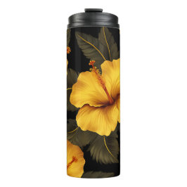 DUNKELGELBE UND GRÜNE TROPISCHE HIBISKEN BLUME THERMOSBECHER