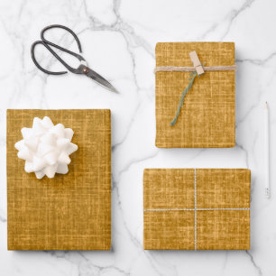 Dunkelgelber Leinen Geschenkpapier Set