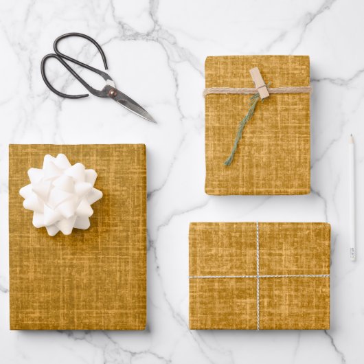 Dunkelgelber Leinen Geschenkpapier Set (Vorderseite)