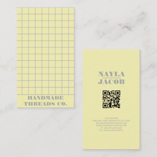 Dunkelgelber Prüfmuster QR-Code Visitenkarte (Vorne/Hinten)