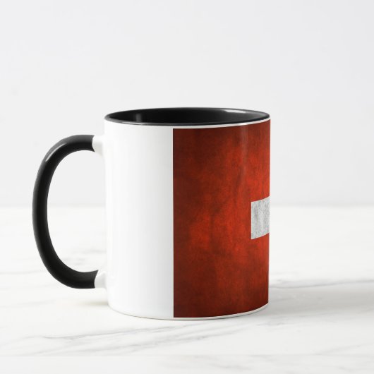 Dunkelgestrichene Keramik mit Schweizer Flagge Tasse (Links)